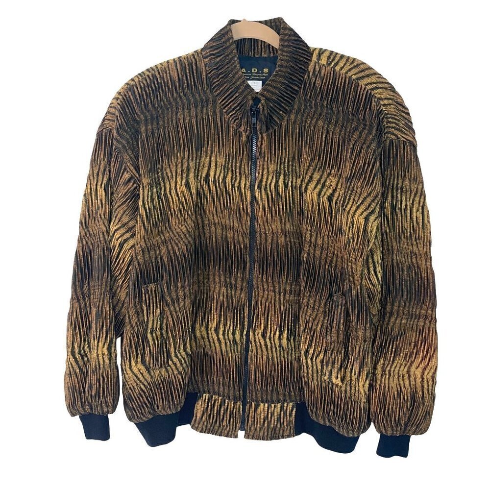 American Designer Styles Bomber Jacket Womens Size Large L Animal Print Vintage